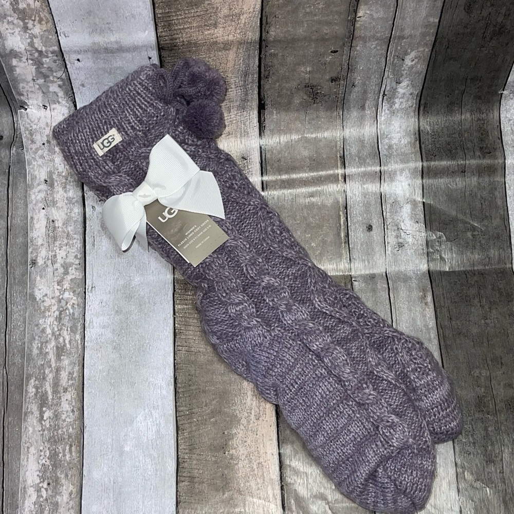 UGG Cozy Slipper Sock Cable Knit Pom Pom Socks Lavender Aura Purple Size 5-10